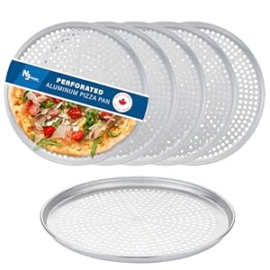 Pizza Pan with Holes, 14 Inch, 6 Pack, Restaurant-Grade, 100% Aluminum, Perforated Pizza Pan, Oven-Safe, Rust-Free.