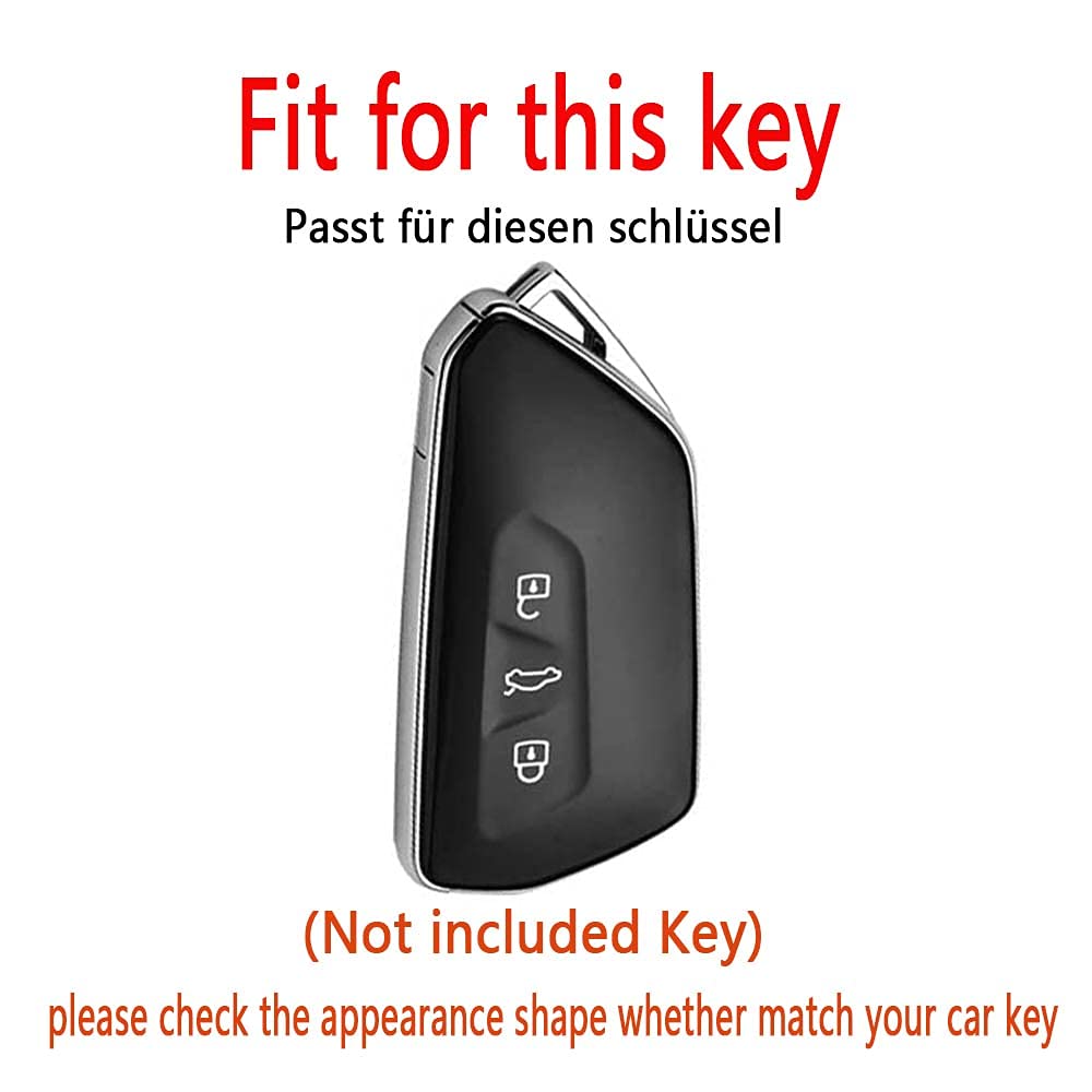 HIBEYO Smart Car Key Case Suitable for VW Golf 8 Seat Leon MK 4 Protective Case 3 Buttons Skoda Octavia Car Key Case Cover Key Box Key Fob Leather Brown - Image 2