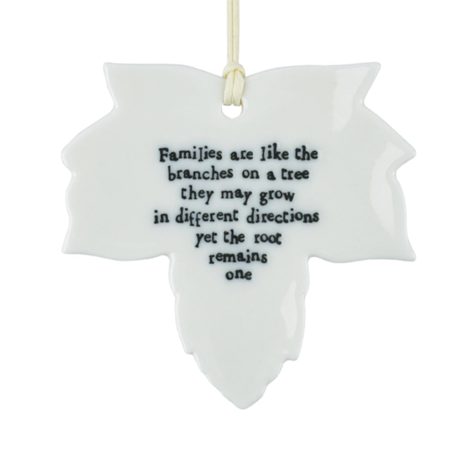 East of India Ceramic Leaf ""Families Branches"" Autumn Hanging Decor Gift 7.5x8cm