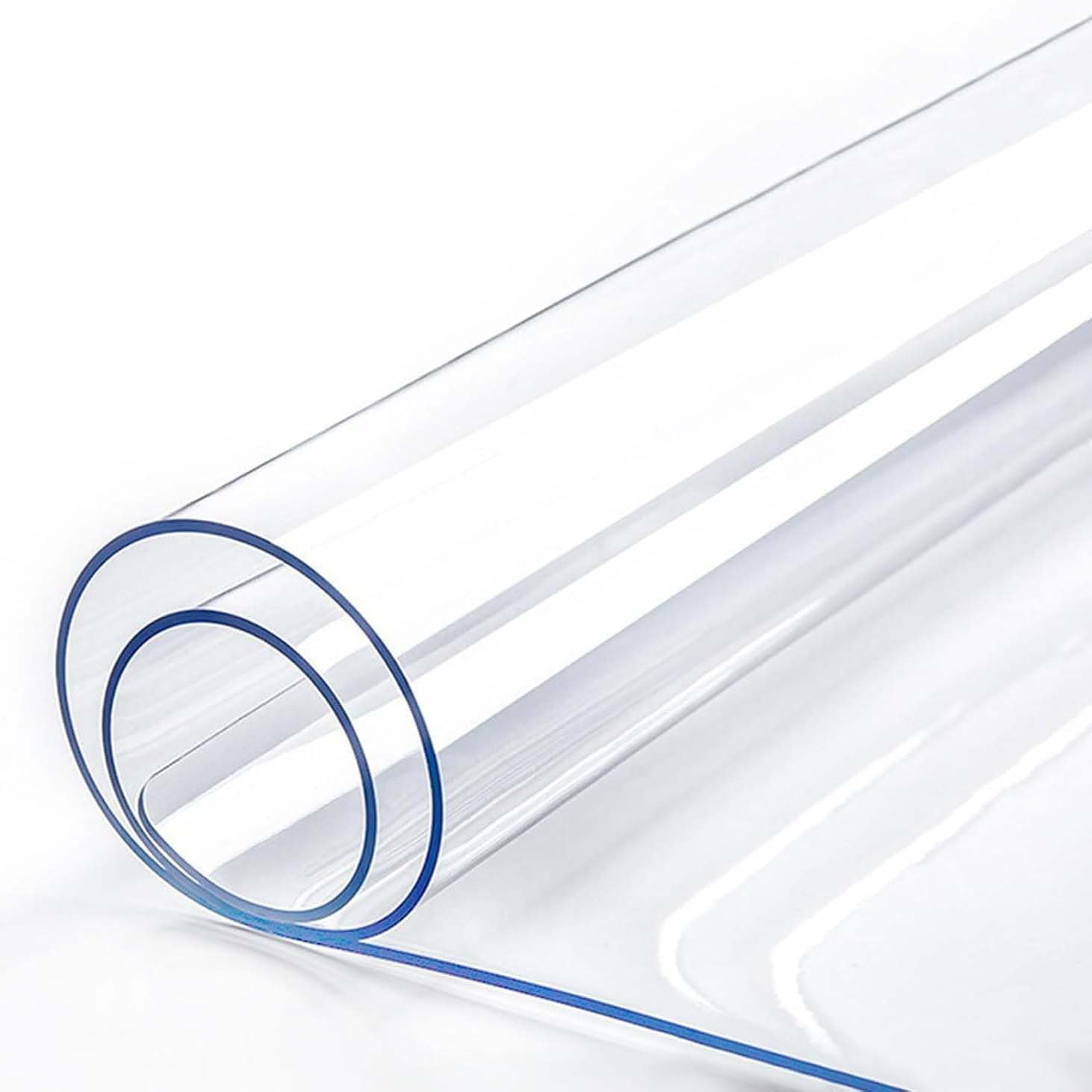 Clear PVC Table Cover Protector 20x55in, Clear Desk Pad Mat, Square Crystal Clear Table Pads, Tablecloth Transparent Plastic, Waterproof Clear Desk Pad Mat for End Table