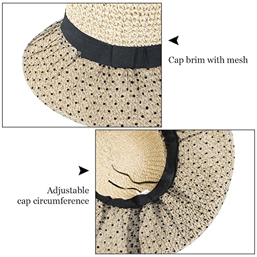 Sombrero femenino de paja con ala ancha para sol miniatura 5