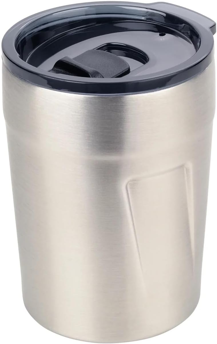 Troika Espresso Double Wall Insulation Vacuum Mug - Max 160ml - Lid (BPA Free) Locking Slider, Spill Proof - 201 and 304 Stainless Steel