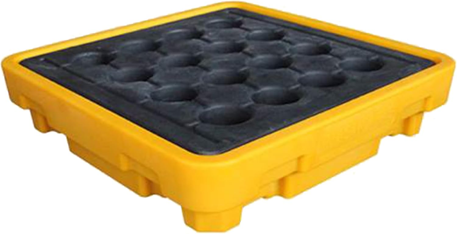 Stackable Oil Spill Containment Tray, Anti-Slip Spill Platform for Garage & Outdoor Warehouses, Modular Polyethylene Leakproof Spill Pallets for Oil Drums & Hazardous Material Storage