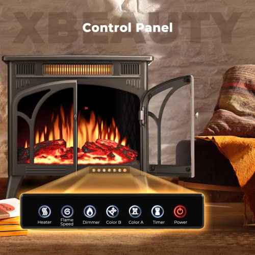 Xbeauty Electric Fireplace-Fireplace Stove With 3D Flame Effect Freestanding Electric Fireplace Heater Portable Electric Fireplace Heater Indoor Electric Stove Heater With Remote Control ,Black #TOP4