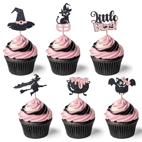 Topper cupcake Halloween pailleté Little Boo pour anniversaire enfant
