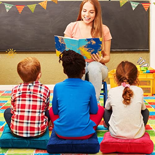 Sintuff 20 Pcs Floor Pillow Meditation Floor Pillow Thick Square Floor Cushions Linen Meditation Cushion Floor Seating For Tatami School Chair Yoga Living Room, 15.8X15.8X3.5 Inch (Multicolor) #TOP5