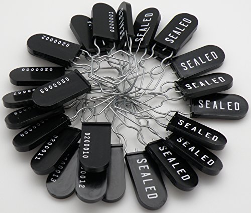 Image of Plastic Padlock Security Seal with Large Shackle Metal Wire (Black, 25 Pack)