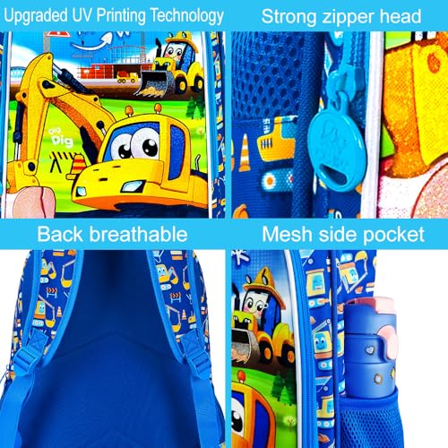 Image of CCJPX 3PCS Excavator Backpack for Boys, 16 Inch Water Resistant Preschool Bookbags, Cool Kindergarten School Backpacks and Lunch Box