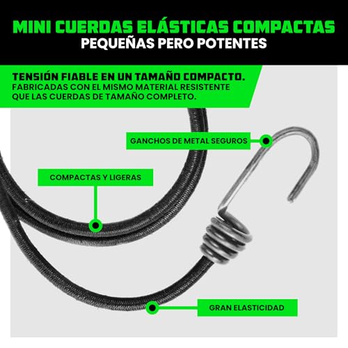 Miniatura 7 de Rhino Usa Cuerda Elástica Con Ganchos 28 Piezas Pulpos Elástico Con Gancho, Cortos Y Largos - 4 Clips Para Lona Gratis, Bolsa Con Cordón, Cuerdas Para Toldo Bungee Cord - Resistentes A Rayos Uv
