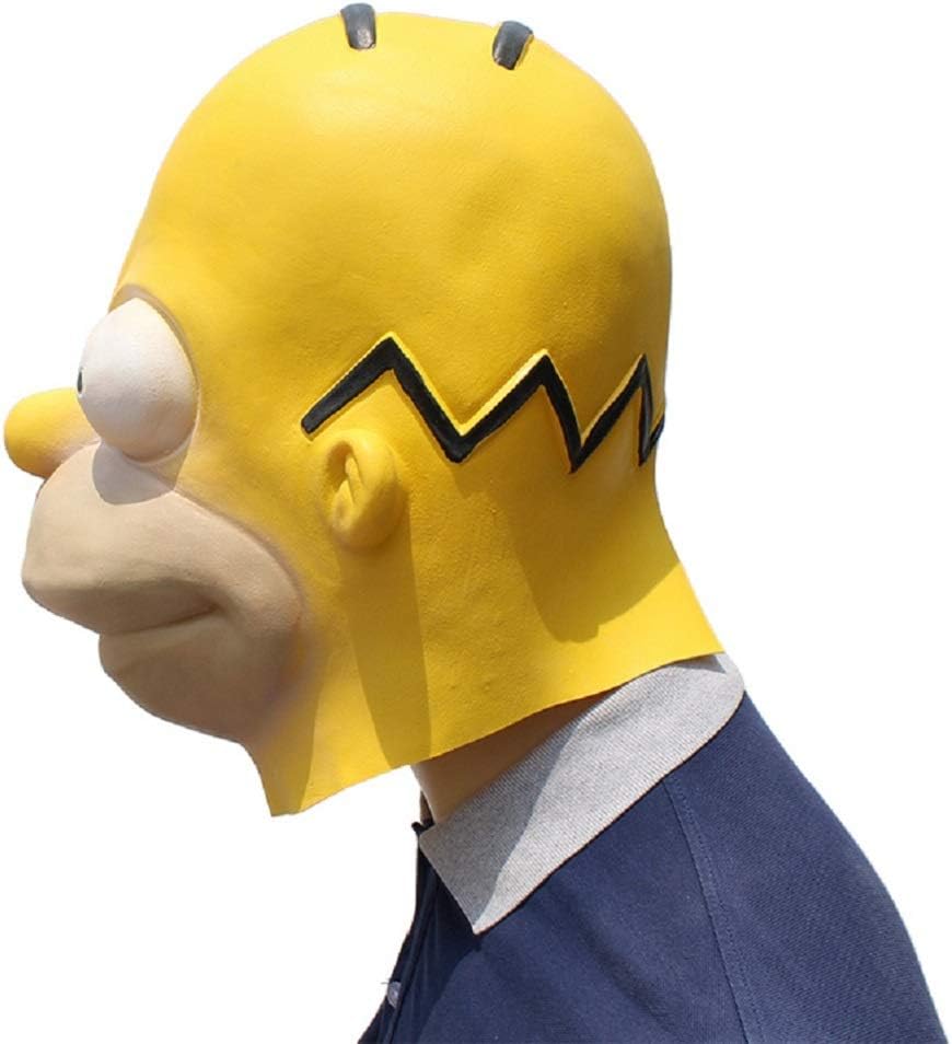 Simpsons Latex Mask Smail Full Headgear Big Eyes Halloween Mask