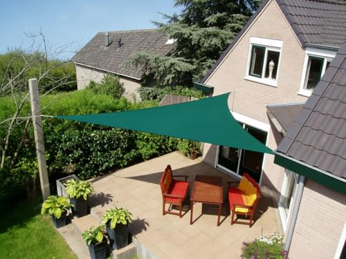 LyShade14' x 14' x 14' Dark Green Colour Triangle Sun Shade sail Canopy Awning for Garden Deck Pool Patio pergola Backyard Sandbox Outdoor Sun shade-90% Sun Shade, Higher u.v. Block