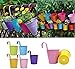 Produktbild CDblue Metall Eisen Blumen Topf 5 Stück Bunt Blumentopf Eisen Eimer mit Abnehmbarer Haken zum Aufhängen und ablauflöcher für Haus Garten Balkon Decor
