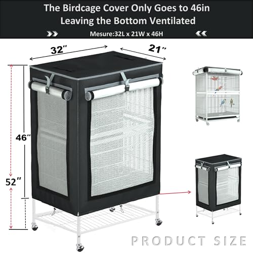 Image of Large Bird Cage Cover - 600D Cage Covers for Night, Good Night Bird Cage Cover for Large Birdcage,Indoors or Outdoors (M)