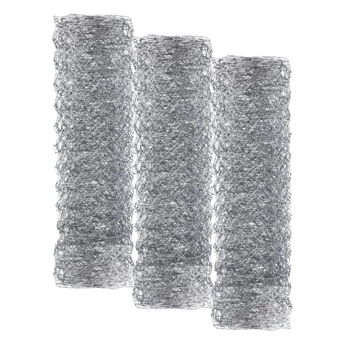Image of Chicken Wire 13.7 in x 236 in Poultry Wire Netting Hexagonal Galvanized Mesh Garden Fence Barrier for Craft Projects, Pet Rabbit Chicken Fencing (Pack of 3)