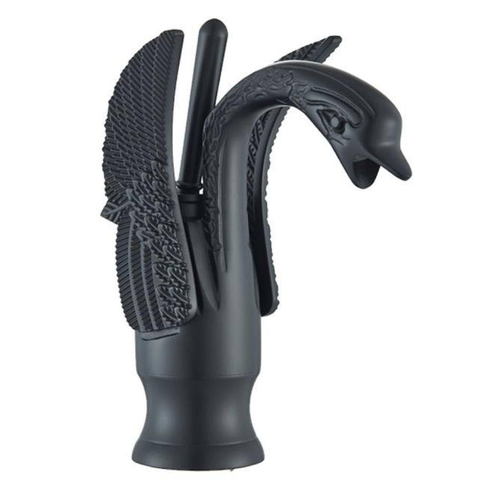 Mitigeur lavabo cygne en laiton antique noir mat au design traditionnel luxueux