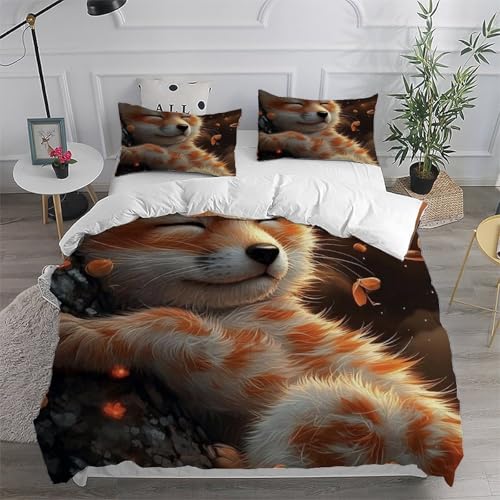 Housse de couette renard dessin animé imprimé 3D literie microfibre - 6