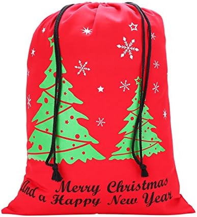Canvas Christmas Drawstring Gift Bag - Great for Large and Small Holiday Favors - Designed for Women, Kids, and Men - The Perfect Santa Sack for a Merry and White Christmas - Quality Material