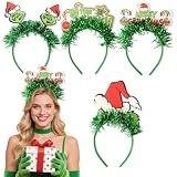 HREJHDS 4Pcs Christmas Headband with Cute Cartoon Headbands Winter Xmas Hair Bands Christmas Funny Hair Accessories for Holiday Pay Cosplay Party Supplies