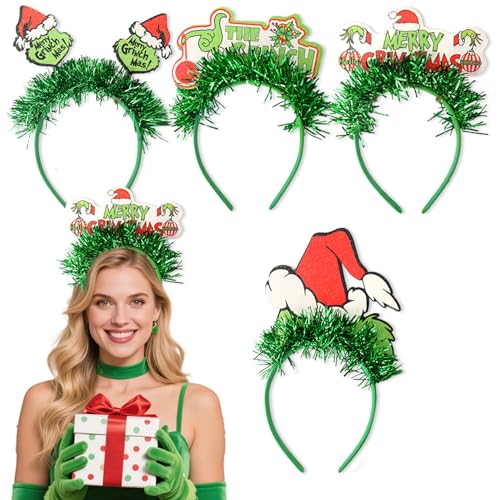 HREJHDS 4Pcs Christmas Headband with Cute Cartoon Headbands Winter Xmas Hair Bands Christmas Funny Hair Accessories for Holiday Pay Cosplay Party Supplies