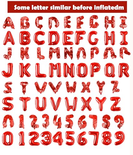 Image of Happy Birthday Balloon Banner Custom Phrase Balloons letter 16 inch Personalized Alphabet Letters Foil Mylar Balloons (Red)