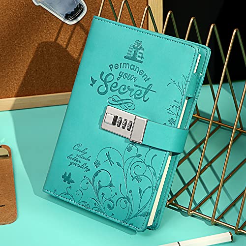Cagie Diary With Lock Combination Digital, Lockable Secrets Journal, 224 Pages Thick Refillable Locked Diary, 5.9 X 7.9 Inch Blue Locking Notebook For Adults Women #TOP1