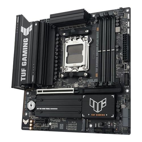 Image of TUF Gaming B850M-PLUS WIFI7 AMD B850 mATX Motherboard, 14+2+1 80A DrMOS Power Stages, DDR5, PCIe 5.0, 3X M.2 Slots, WiFi 7, 2.5Gb Ethernet, DisplayPort, HDMI, Rear USB-C 20Gbps and Front USB-C 10Gbps