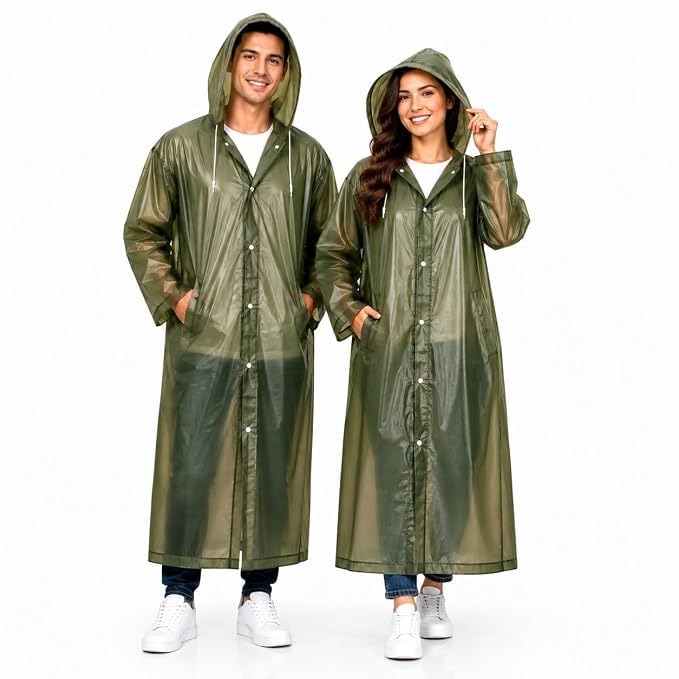 Waterproof Hooded Raincoat for Men & Women | Full Length Reusable PVC Rain Wear | Lightweight Windproof Rain Jacket with Front Button Closure (Multi Colour) | rain coat Waterproof Hooded Raincoat for Men & Women | Full Length Reusable PVC Rain Wear | Lightweight Windproof Rain Jacket with Front Button Closure (Multi Colour) | rain coat
