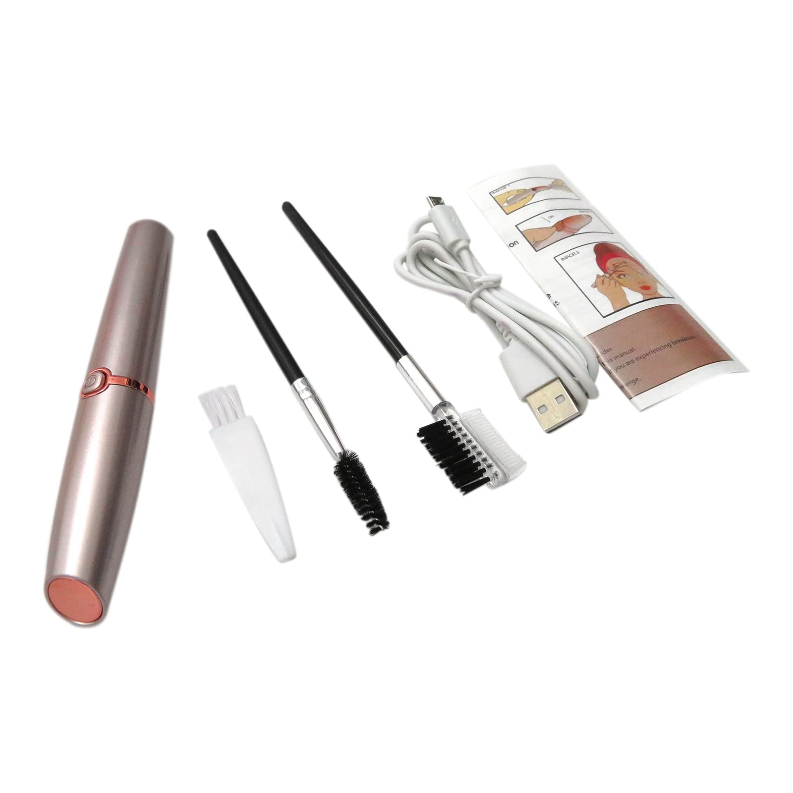 360° All-Round Eyebrow Trimmer, Female Rechargeable Eyebrow Trimmer Portable Eyebrow Razor for Face, Lips, Nose and Facial Hair with Two Extra Eyebrow Brushes (Rose Gold)