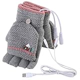 Mengqiy Guantes con calefacción USB para Hombres y Mujeres Calentadores de Manos USB Invierno cálido Dedo Completo y Medio Dedo sin Dedos Guantes de Calentamiento USB para computadora portátil