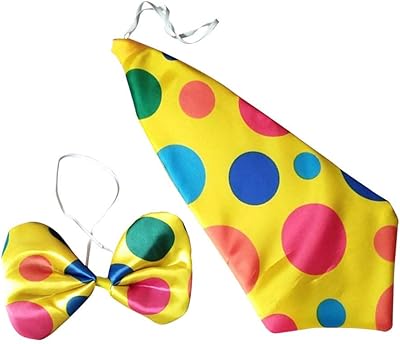 BinaryABC Clown Tie and Bow Tie Set,Clown Costume Props,Halloween Carnival Circus Costume Fancy Dress Accessories