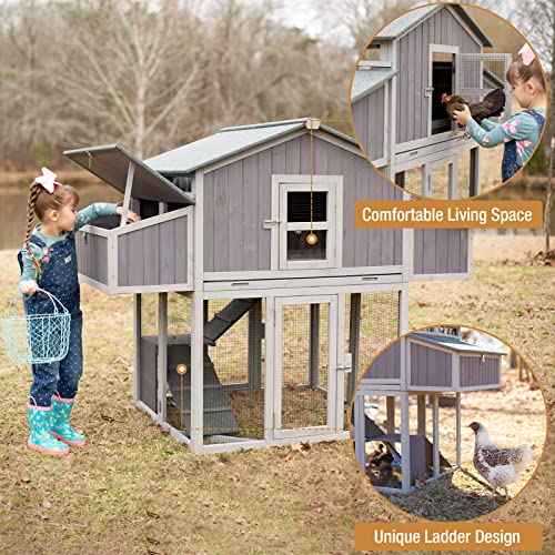 Chicken Coop Folding Chicken House, Hen Coop Poultry Cage For 4-6 Chickens, Foldable Hen House 26Ft² Multi-Levels, Easy To Set Up #TOP2
