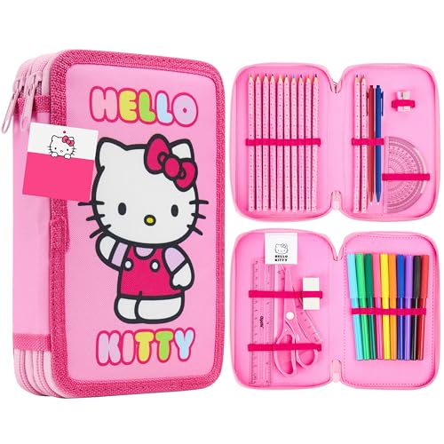 Hello Kitty Sanrio Pencil Case Kids Colored Pencils Markers Kawaii Kuromi Stationery Gifts for Kids (Multi Hello Kitty)