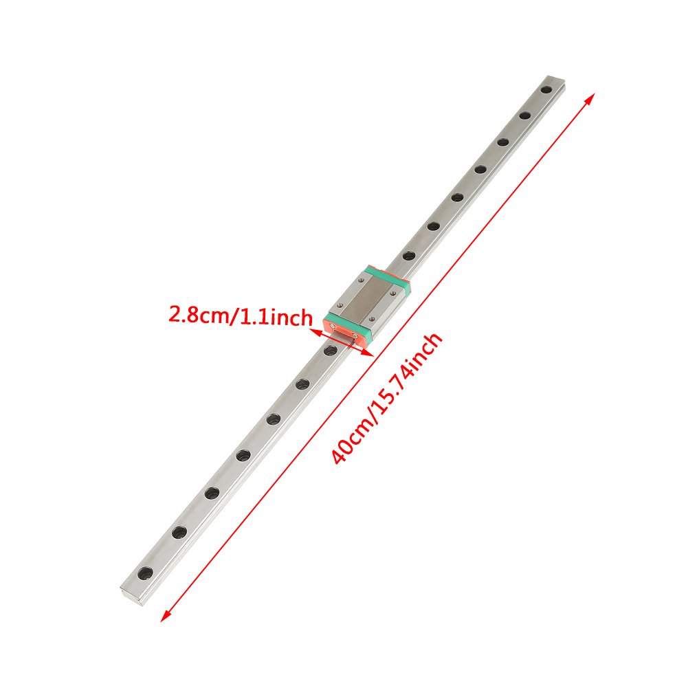 2Pcs LML12H Guida Lineare Scorrevole a Lunghezza di 400mm, Guida Lineare Rotaia con Blocchi di Scorrimento MGN12H per Apparecchiature Automatiche