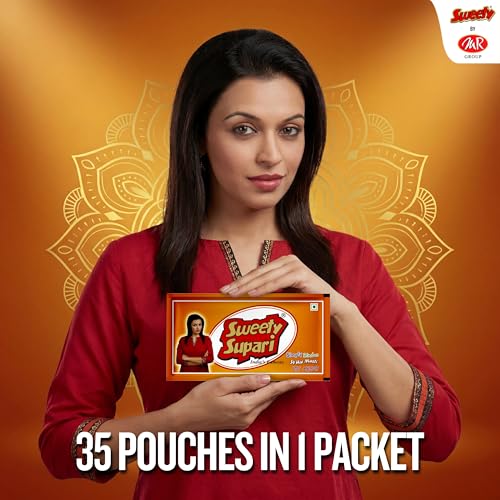 Image of Sweety Supari Kesar Scented | Premium Saffron Flavoured Betel Nut Mouth Freshener | Meethi Supari | Pack of 35 Sachets