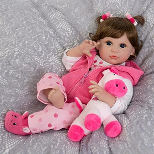 Aori Reborn Baby Dolls 22 Inch Realistic Lifelike Girl Dolls in Soft Vinly and Weighted Soft Body with Pink Deer Clothes and Doll Accessories Set