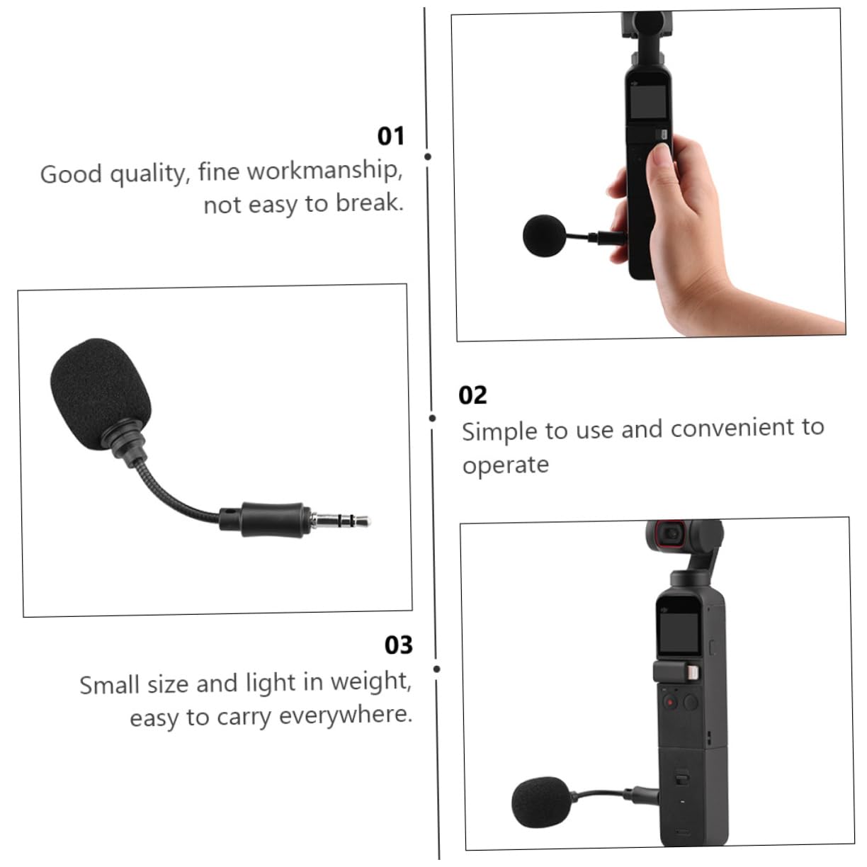 ifundom Mini Microphone with Windscreen for for Vlogging Live Streaming Interviews Durable Design Enhanced Sound Quality