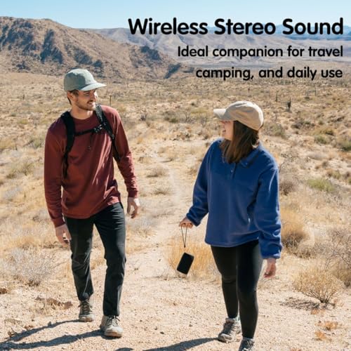 Foto de Altavoz Bluetooth, altavoces MusiBaby, al aire libre, portátil, impermeable, altavoz inalámbrico, doble emparejamiento, Bluetooth 5.0, estéreo fuerte, graves en auge, 1500 minutos de reproducción para el hogar, fiesta (negro, M68) (imagen 3)