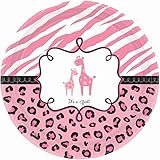 Sweet Safari Girl Baby Shower Party Round Plates, 18 Pieces, Made from Paper, Pink, 10 1/2