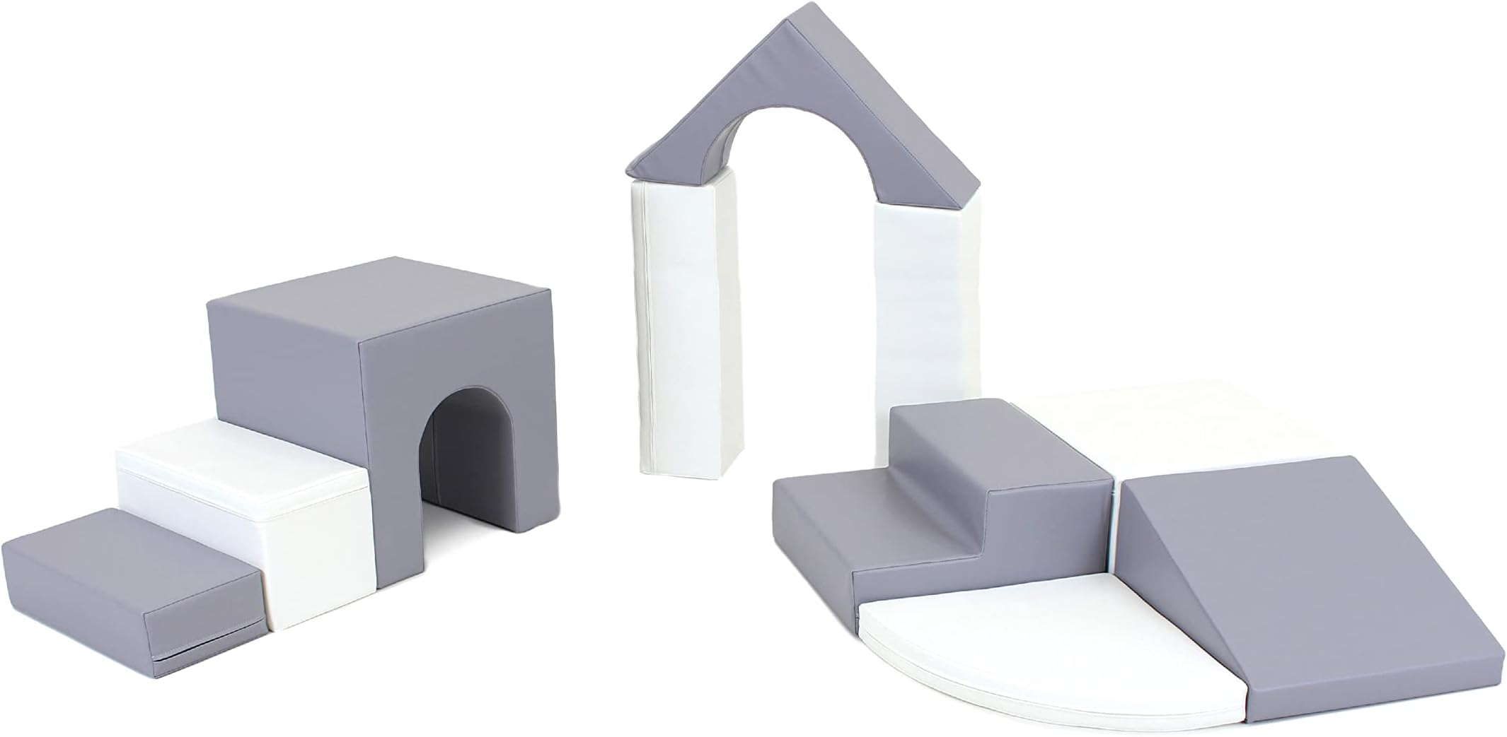 IGLU Soft PlayBuilding Crawling and Climbing Equipment Playground for Kids 1-4 Year olds 10 Shape Blocks Open Ended Montessori Set (Grey/White)
