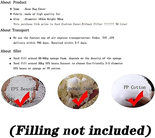 ALIPC Klassischer Sitzsack aus Kunstpelz „Kenai“, Kunstfell, Groß, Sitzsäcke für das Wohnzimmer, Schlafzimmer, Sitzsäcke… – Bild 8