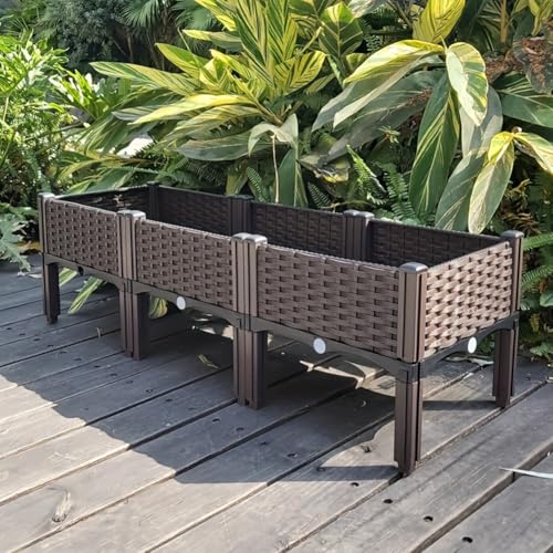 Plastic Raised Garden Bed with Legs Raised Planter Box with Drainage Holes Planting Container Elevated Propagation Box for Gardening Vegetables Fruits Flowers Herbs