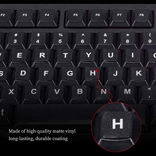 English Keyboard Stickers, Universal Large Letters Computer Laptop Replacement Keyboard Stickers with White Font Black Background for Laptop PC Computer Notebook Desktop Keyboard Alphabet Sticker