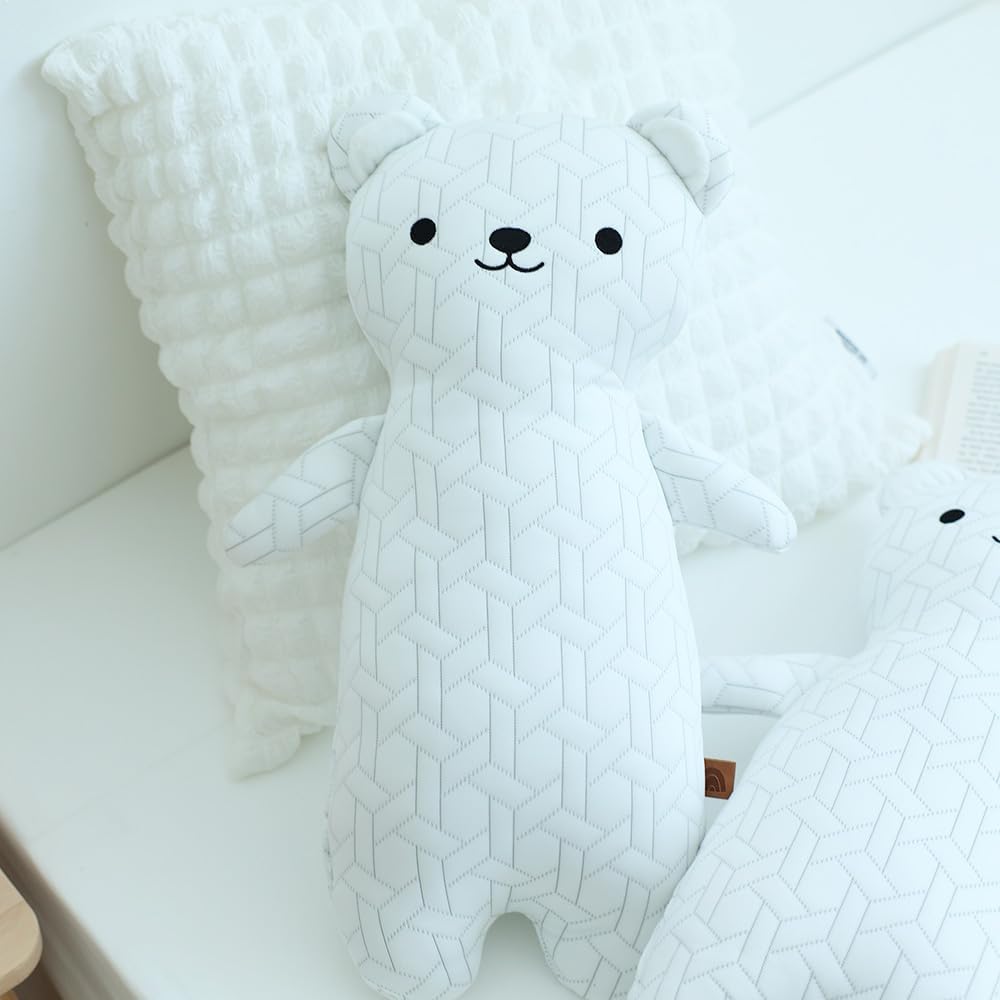 Two Cool Cool Bear Body Pillows on a bed