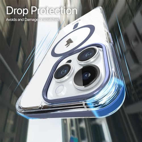 Image of Vaku Luxos Back Cover Case for iPhone 15 Pro Shockproof Scratch Resistant Slim Thin Military-Grade Protection Support Mag-Safe Wireless Magnetic Charging - Blue