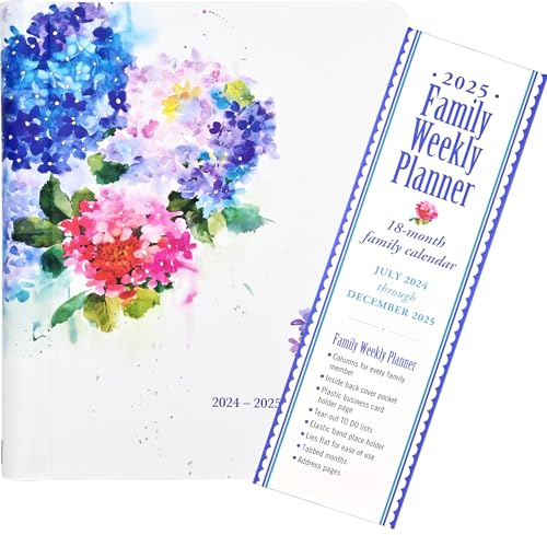 2025 Hydrangeas Family Weekly Planner (18 months, July 2024 to Dec 2025), White or Cream - Image 4