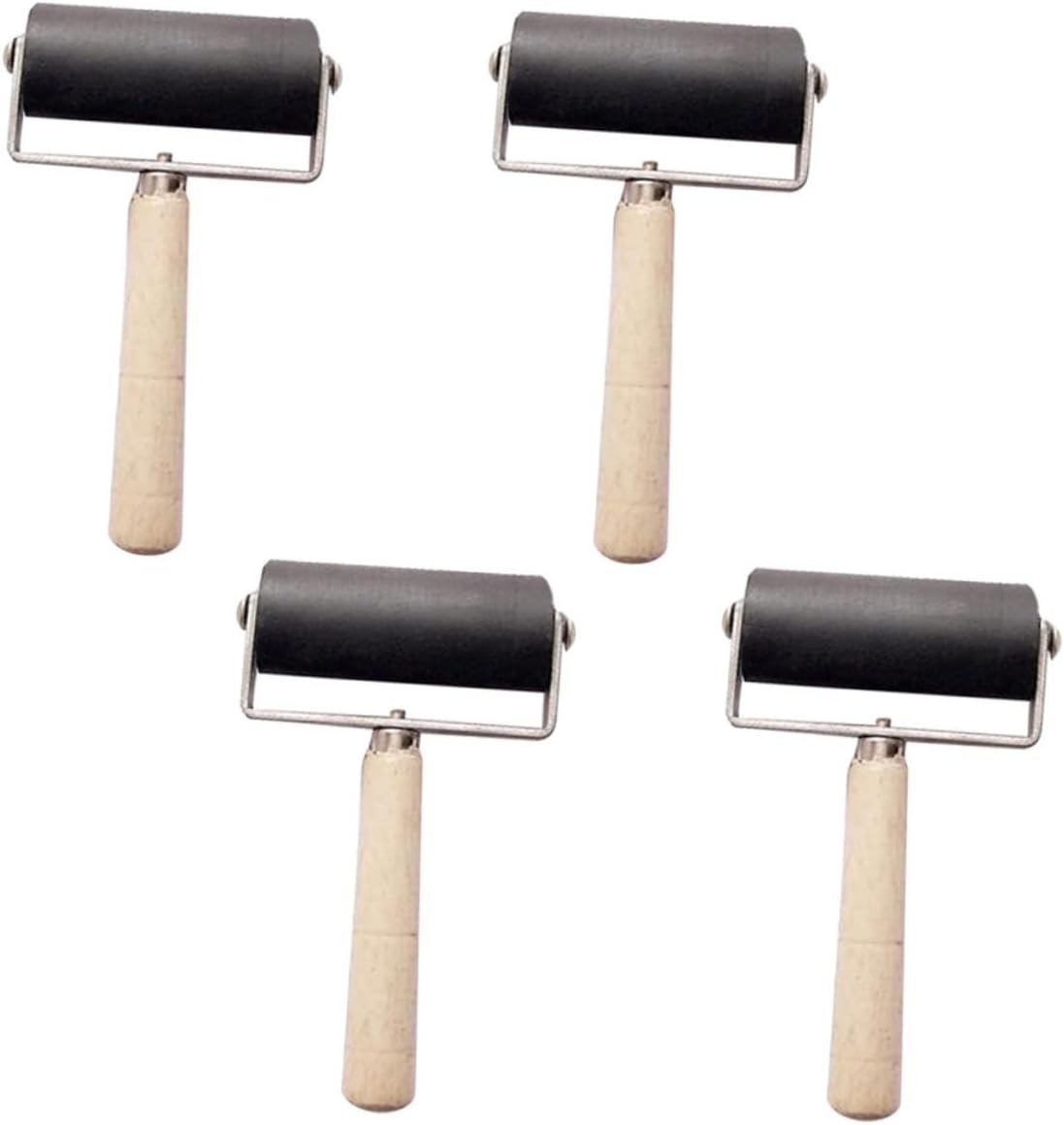 COOLHIYA 4pcs Printmaking Ink Rollers Plastic Handheld Art Craft Printing Tool with Ergonomic Grip Sturdy Design Easy to Clean for Stamping and Card Making