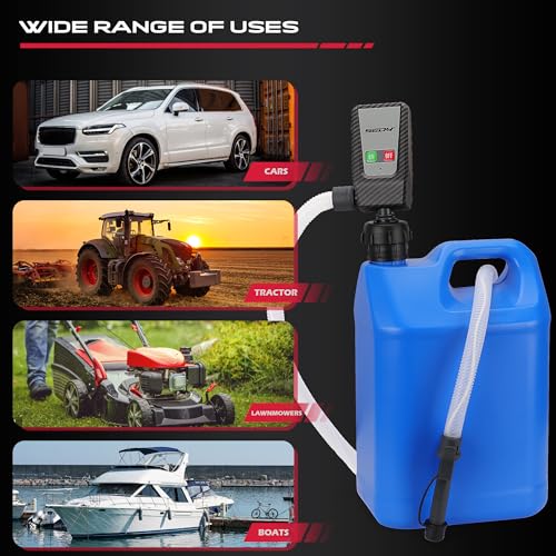 Image of Fuel Transfer Pump Battery Powered - Auto-Stop Sensor, 51 inch Hose Transfer Pump with Tank Adapters Portable Liquid Pump for Gasoline Diesel Water Gas Cans