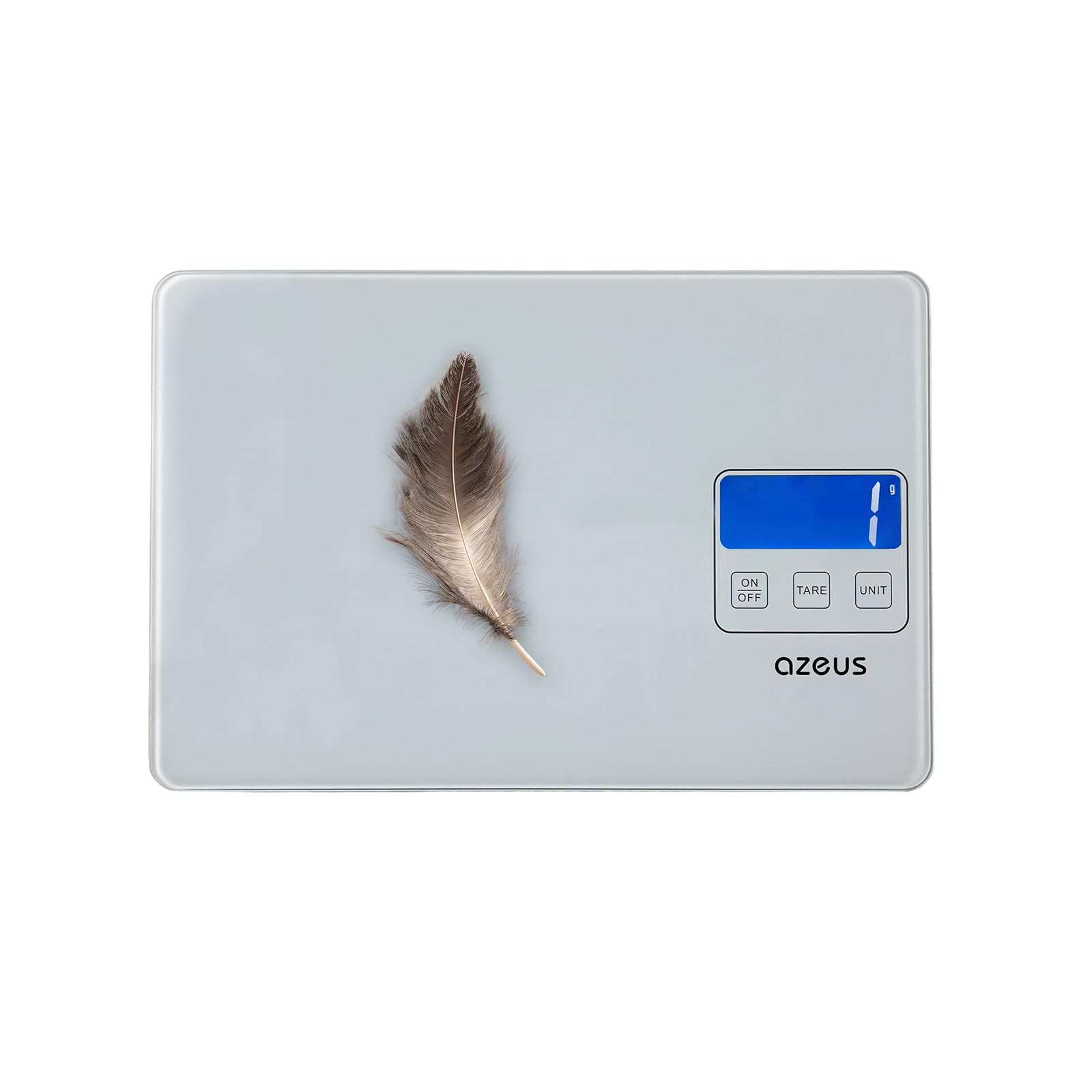AZEUS Báscula digital de cocina recargable por USB, capacidad de 11 libras, precisión de 0.4 onzas, 6 unidades, función de tara, diseño delgado para preparación de comidas y hornear (blanco)