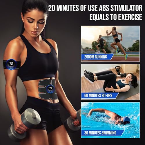 Autagpen Abs Muscle -Portable Toner - Trainer Workout Equipment for Men Woman Abdomen Home Office Exercise, 10pcs Free Gel Pads - Image 6