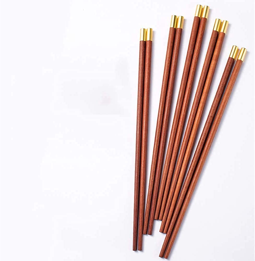 Baguettes japonaises réutilisables en métal, 10 Paires de Baguettes Naturelles réutilisables, Baguettes en Bois de Style Chinois, Coffret Cadeau pour Adultes et Enfants, Vaisselle